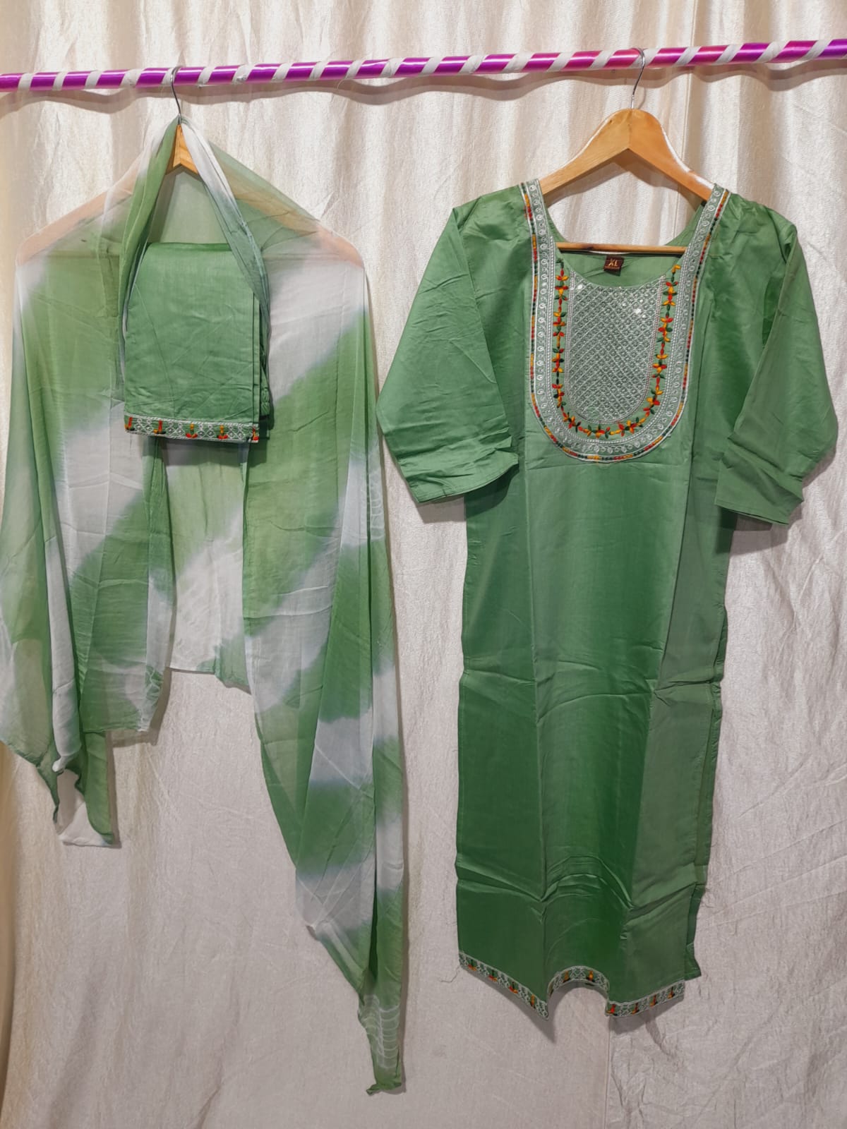 Enigma Stylish Ethnic Wear – Green Kurta with Matching Dupatta