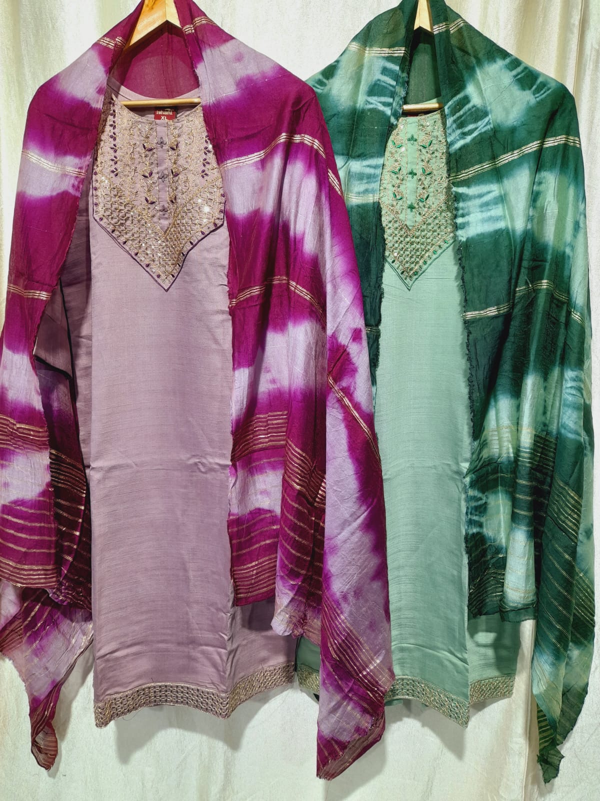 ENIGMA DRESS: Opulent Olive – Embroidered Suit with Tie-Dye Dupatta